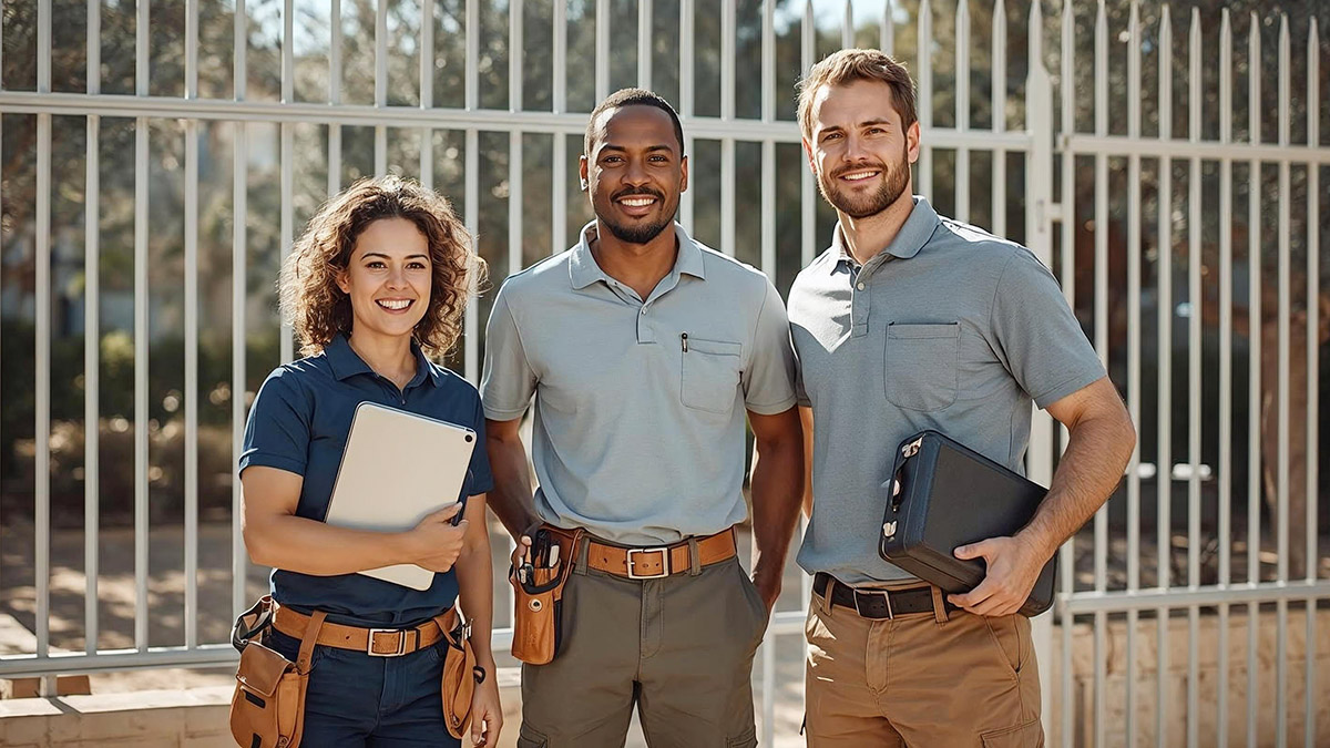 Jardiniers professionnels sélectionnant des plantes et fleurs pour l’entretien de jardins sur la Côte d’Azur.