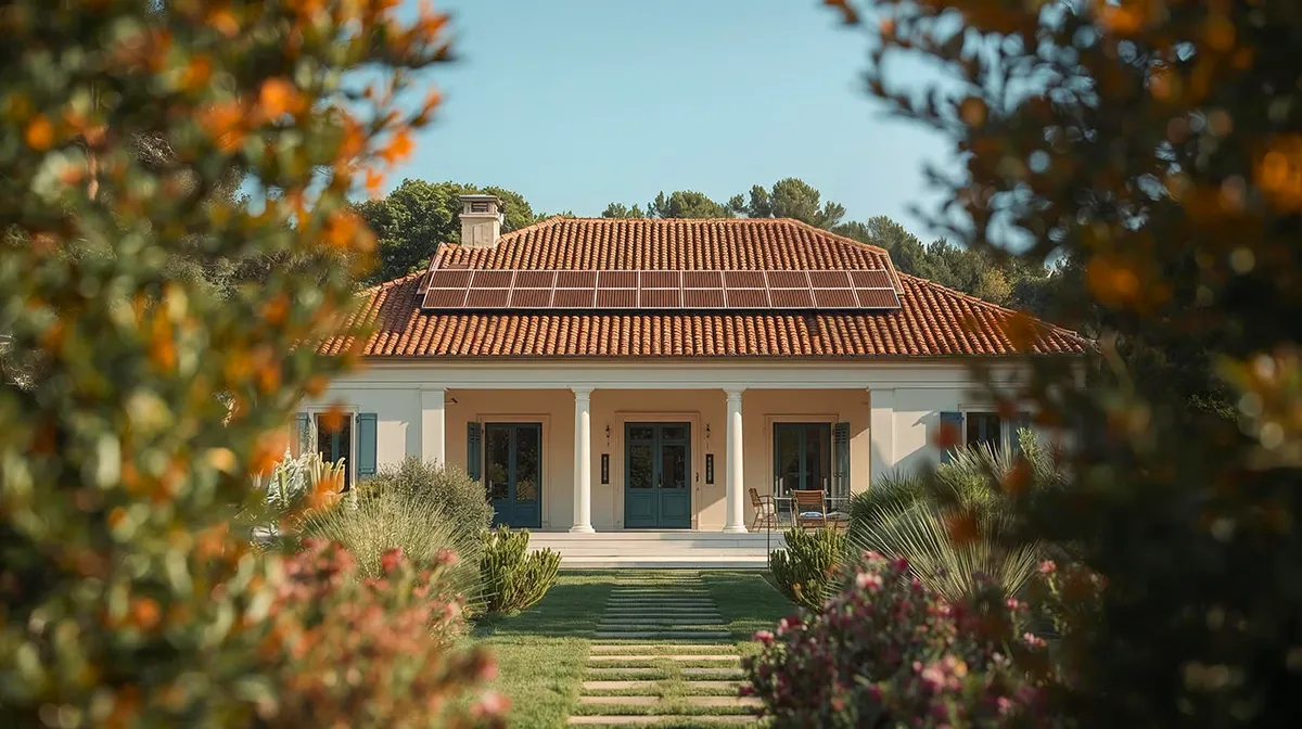 Maison moderne sur la Côte d’Azur équipée d’un système d’alarme connecté et d’un dispositif smart home mural pour la sécurité résidentielle.