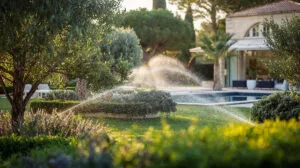 Système d’arrosage automatique pour jardins méditerranéens sur la Côte d’Azur.