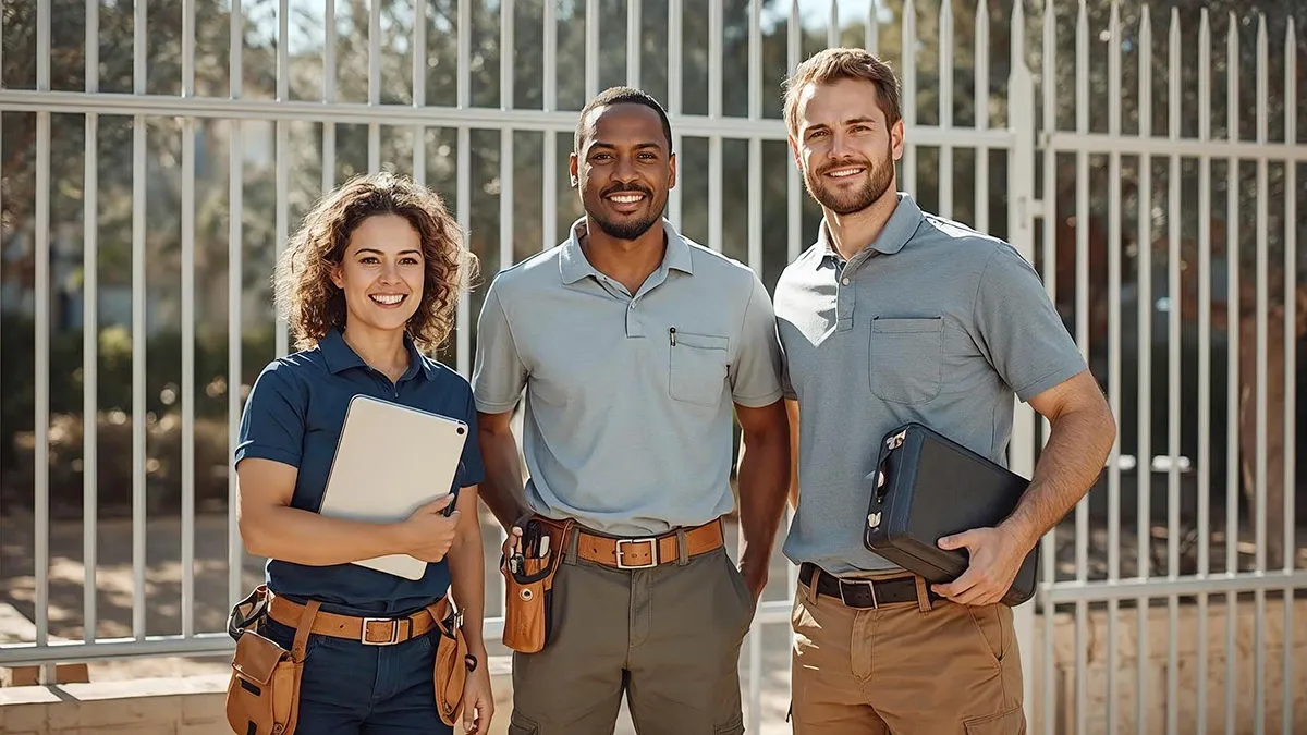 Jardiniers professionnels sélectionnant des plantes et fleurs pour l’entretien de jardins sur la Côte d’Azur.